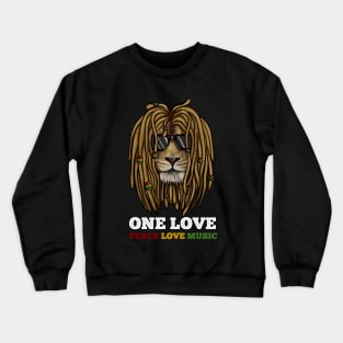 Rasta Lion, Peace Love Music, Jamaica Crewneck Sweatshirt